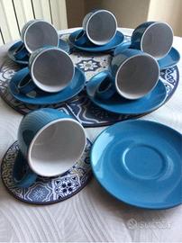 Set 2 completi tazzine caffè blu/azzurre Vintage