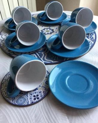 Set 2 completi tazzine caffè blu/azzurre Vintage