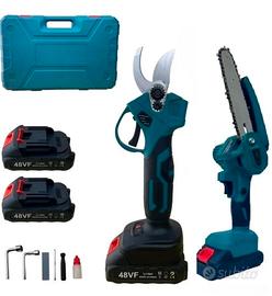 KIT 2 PZ FORBICE +MOTOSEGA + 2 Batterie + Valigett