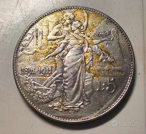🇮🇹 5 Lire Commemorativa 1911 - 50° Unità Italia 