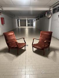 Poltrone anni 50 in velluto e ciliegio