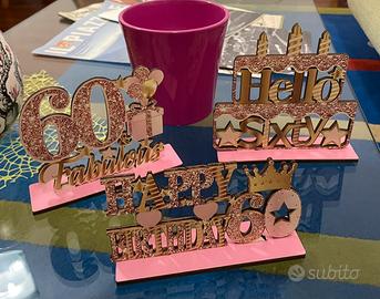 Set 3 decorazioni per 60 compleanno donna