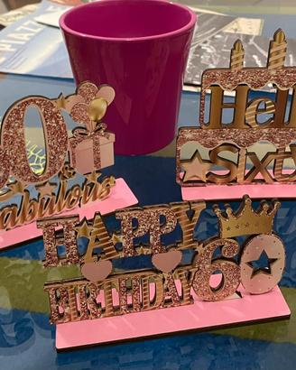 Set 3 decorazioni per 60 compleanno donna