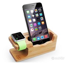 Stand base ricarica Apple Watch iPhone iPad Legno
