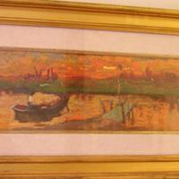 Livorno olio tavola 16x50 barche canale Ragni Bass