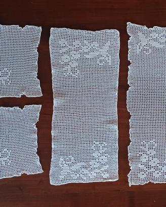 4 CENTRI FATTI A MANO AD UNCINETTO PUNTO FILET.