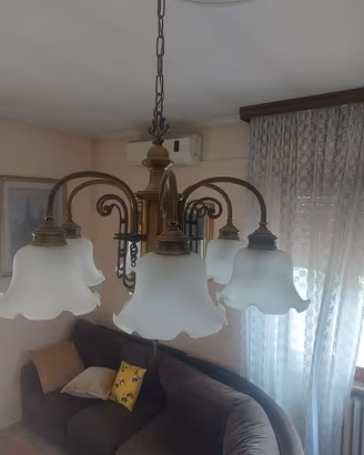 Lampadario vintage ottone