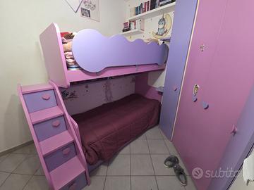 Cameretta per bimbe con letto a castello