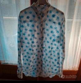 camicia Neil Katter bianca fantasia con squali
