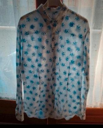 camicia Neil Katter bianca fantasia con squali