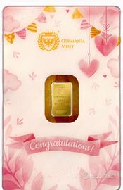 LINGOTTO ORO 1g NASCITA BAMBINA FEMMINA IN BLISTER