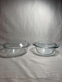 Set 2 pirofile in vetro con coperchio 20cm