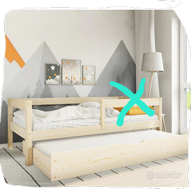 Lettino bianco con secondo lettino estraibile