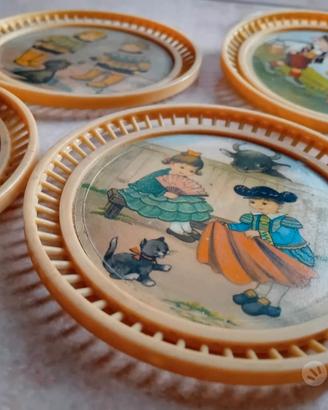 5 VECCHI SOTTOBICCHIERI VINTAGE CON BIMBI