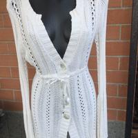 GUESS CARDIGAN A CROCHET BIANCO TG M