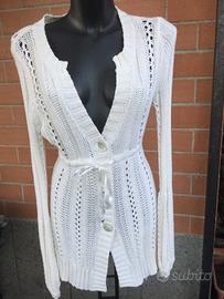 GUESS CARDIGAN A CROCHET BIANCO TG M