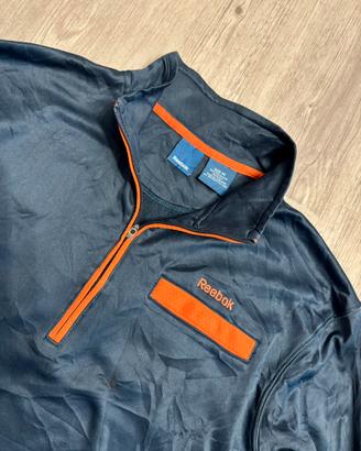 Felpa Reebok Mezza Zip Uomo - Blu Navy e Arancio
