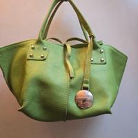 Borsa in pelle verde Claudio Orciani 