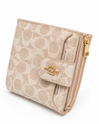 Portafogli Coach medium  Corner zip in Tela Beige 