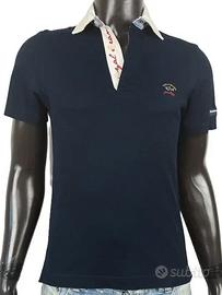 Polo Paul & Shark Uomo S Blu Slim Fit Cotone Piqué