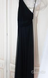 abito lungo nero monospalla
