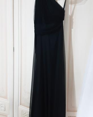 abito lungo nero monospalla