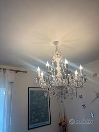 Lampadario vintage in acrilico con lampadine