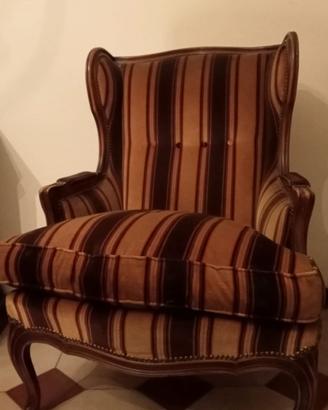 Coppia Poltrone Bergère Luigi XV Vintage Velluto