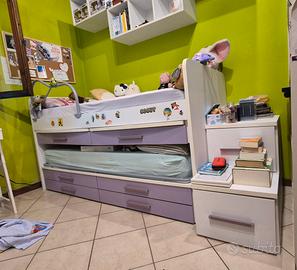 letto doppio singolo cameretta con scrivania