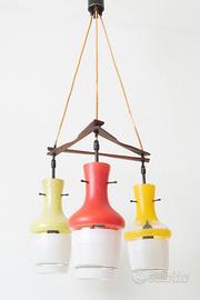 Lampadario  vintage 3 luci anni '50 stile stilnovo