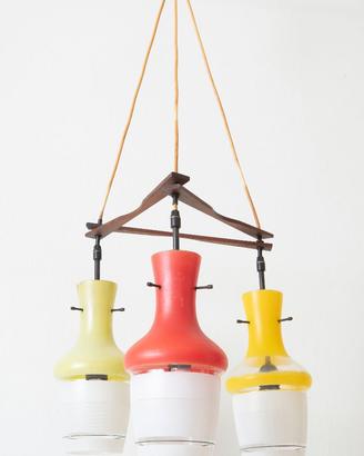 Lampadario  vintage 3 luci anni '50 stile stilnovo