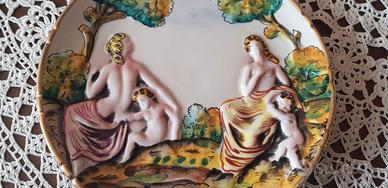 4 piatti Capodimonte vintage dipinti a mano