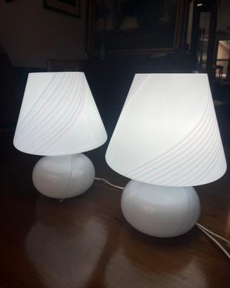 Coppia lampade design a fungo murano 70
