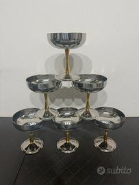 Set 6 coppe in acciaio e nanico oro