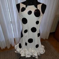 Abito danze latino americane bianco palle nere