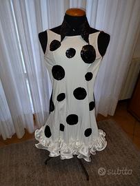 Abito danze latino americane bianco palle nere