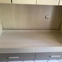 Letto singolo con cassettoni e materasso