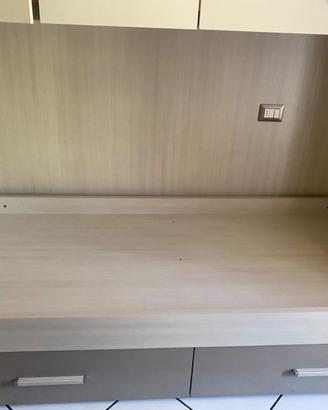 Letto singolo con cassettoni e materasso