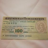 Miniassegno Banca S.Paolo Brescia 100 lire del 76