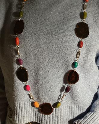 Collana lunga + bracciale boho colorati