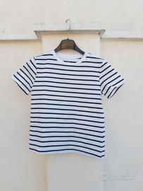 Maglietta cotone bianca righe nere 9/12.Nuova .H&M