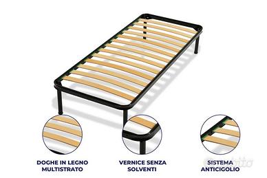 Letto singolo 90x190-Rete a doghe e materasso h25