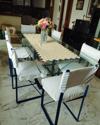 tavolo con 6 poltroncine cristallo ferro.