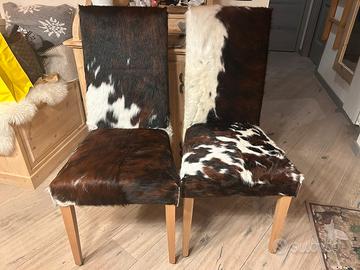 4 sedie con rivestimento in pelle di mucca