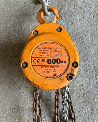 Paranco manuale  Kito  portata 500 KG