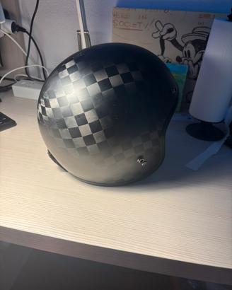Casco Moto Jet "Carburo" Stile Vintage/Carbonio