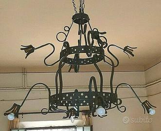 Lampadario grande vintage lavorato a mano 8 luci