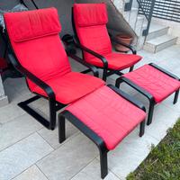 2 Poltrone POÄNG nere con poggiapiedi – IKEA
