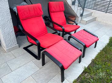 2 Poltrone POÄNG nere con poggiapiedi – IKEA