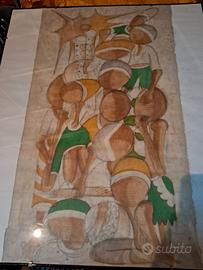 quadro vintage africa su tela a mano con cornice 